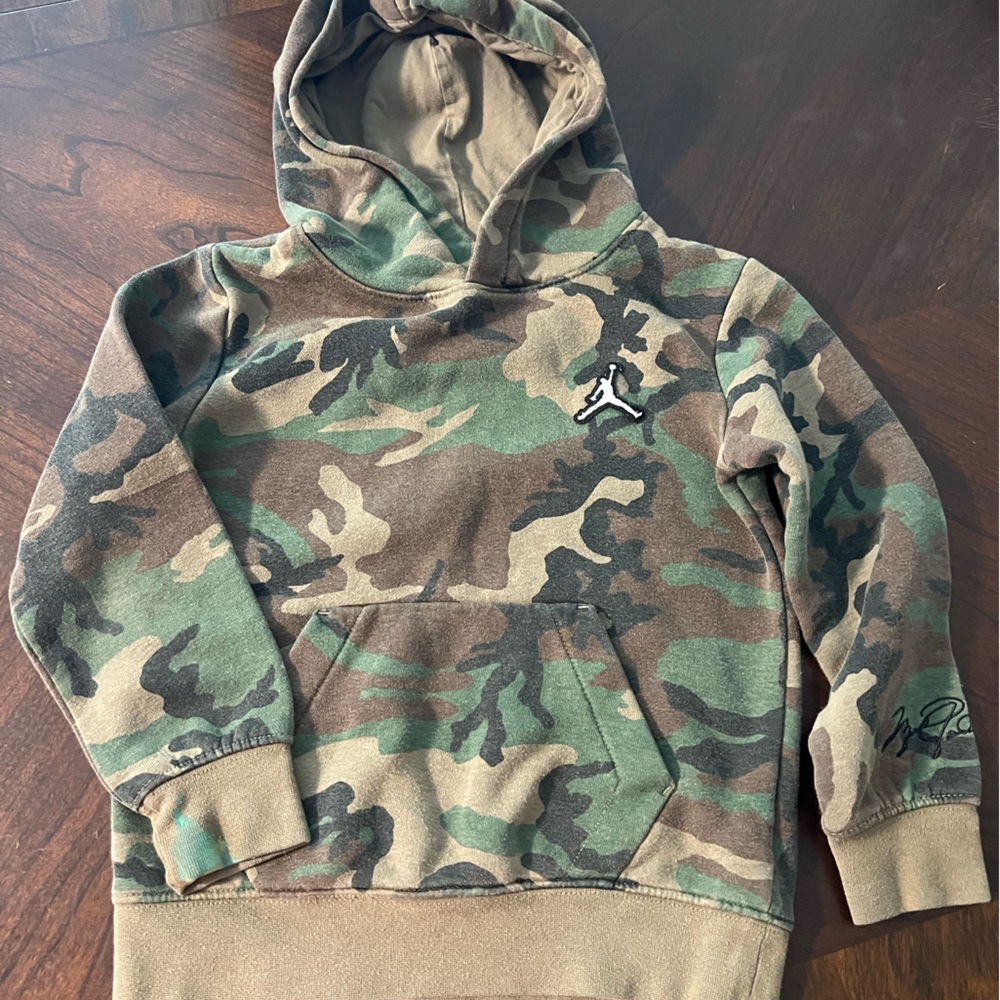 Jordan Camouflage Hoodie with Red Logo